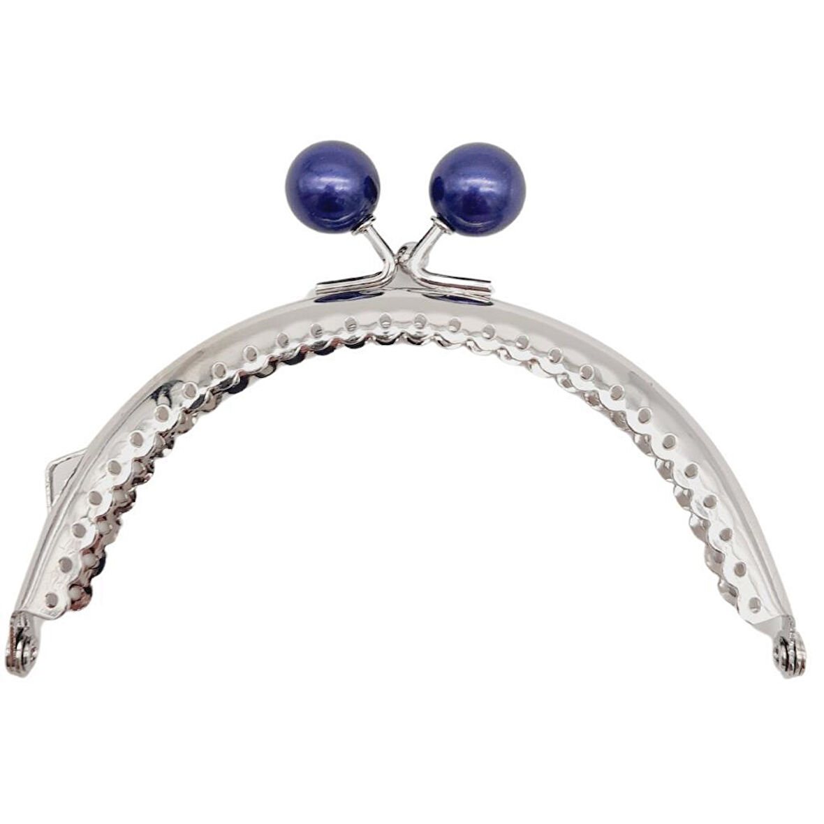 10.5 cm Gümüş Metal Lacivert Toplu Oval Cüzdan Klipsi Çanta Bursu Model 2
