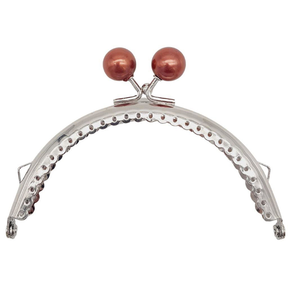 10.5 cm Gümüş Metal Koyu Bordo Toplu Oval Cüzdan Klipsi Çanta Bursu Model 2