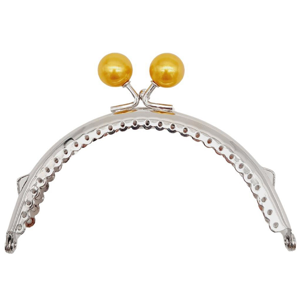 10.5 cm Gümüş Metal Hardal Toplu Oval Cüzdan Klipsi Çanta Bursu Model 2