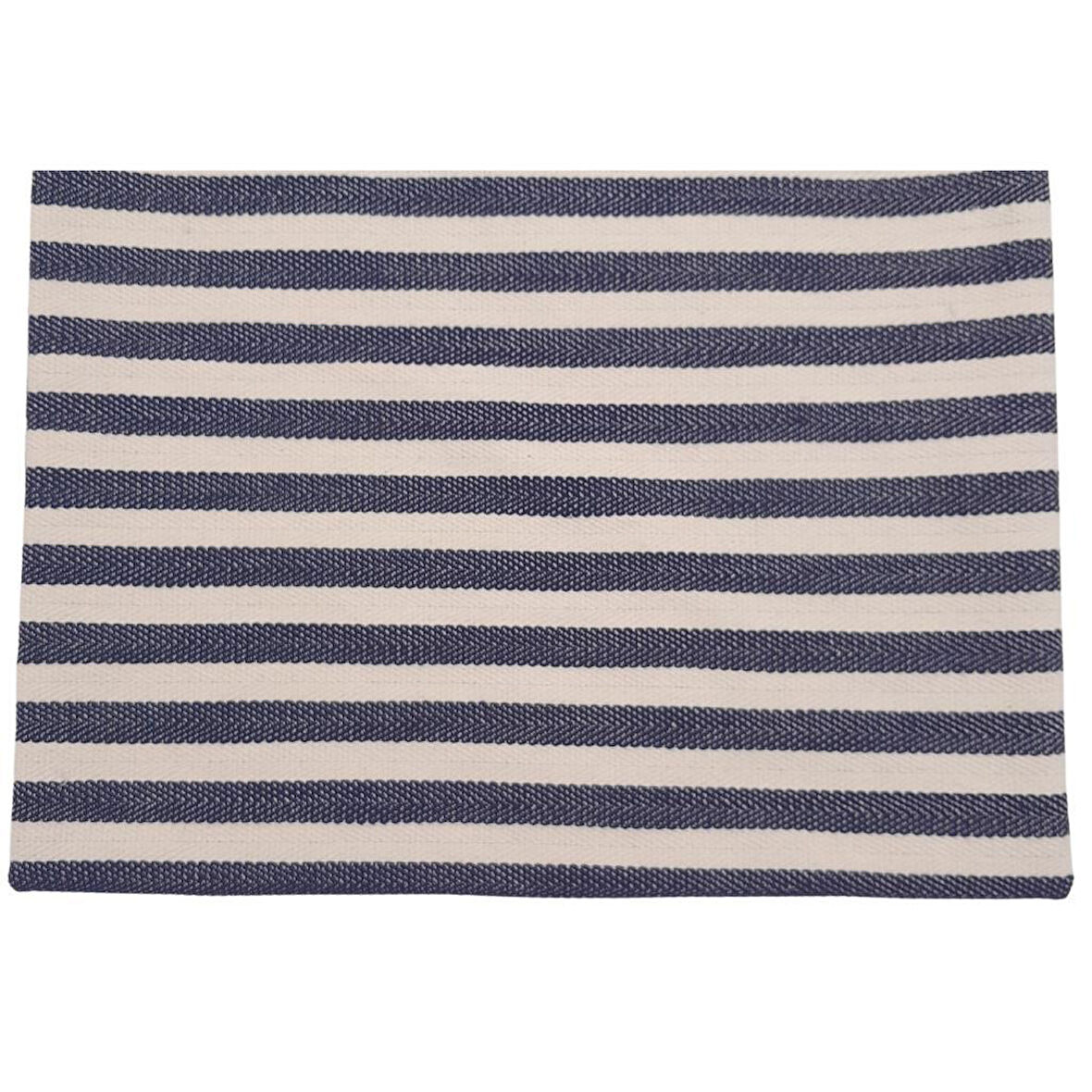 Balıksırtı Lacivert Çizgili Keten Çanta Yapım Kumaşı