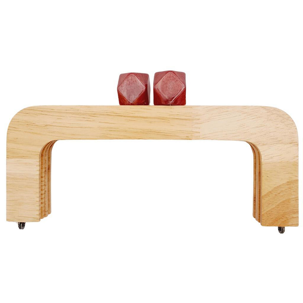 20 cm Açık Renk Ahşap Burs Ebruli Bordo Renk Toplu