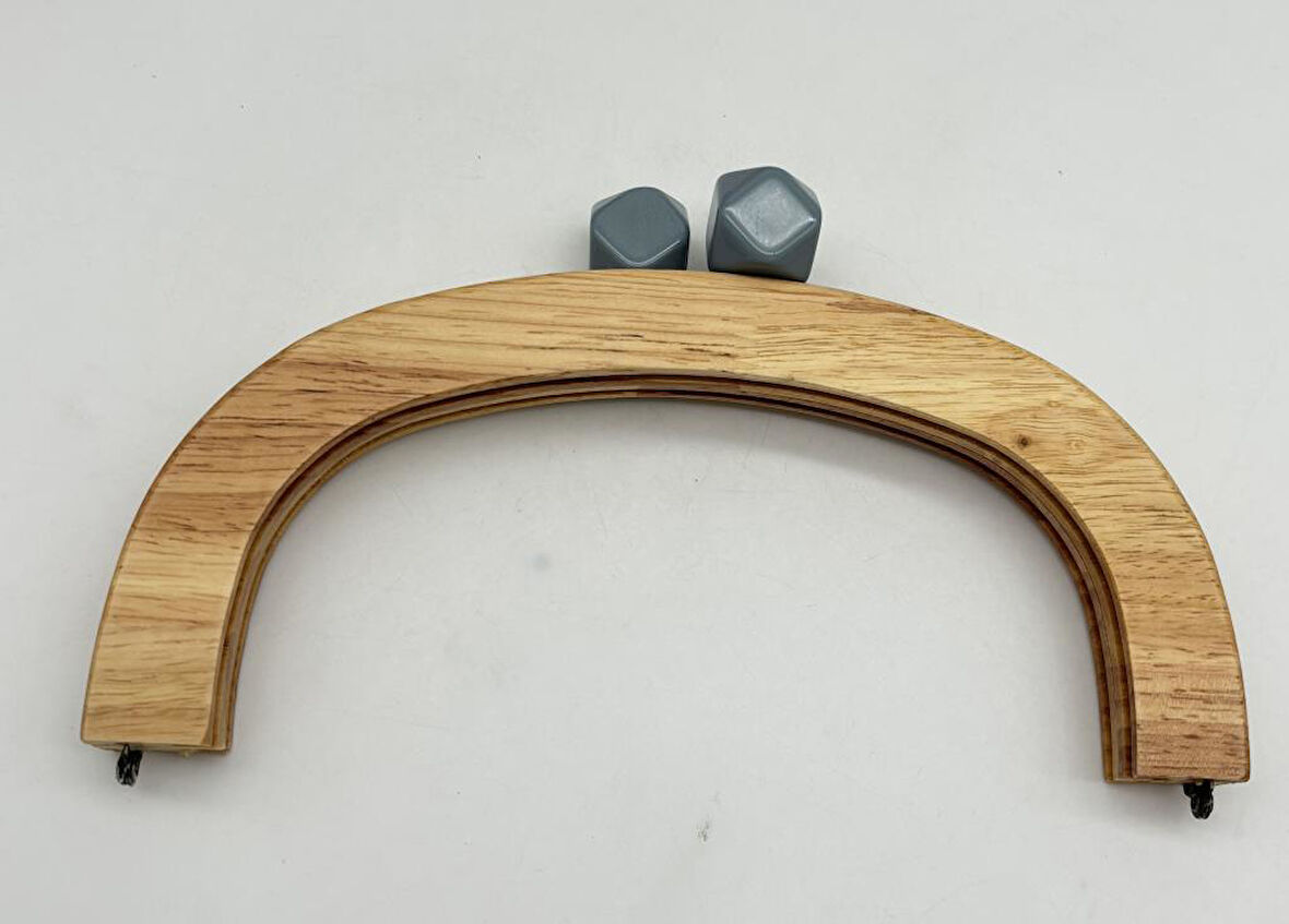 Angel Çanta Aksesuar 25 Cm Açık Renk  Oval Ahşap Burs Gri Renk Toplu