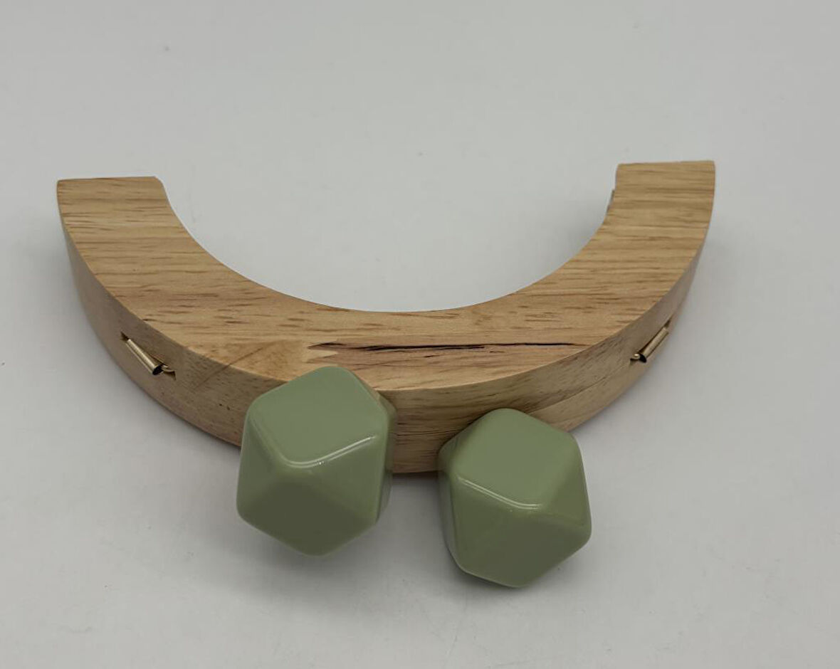 14 Cm Oval Ahşap Burs Yeşil Renk Toplu