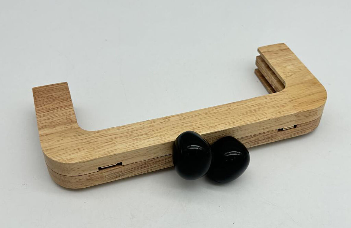 Angel Çanta Aksesuar 20 Cm  Oval Siyah Toplu Ahşap Burs