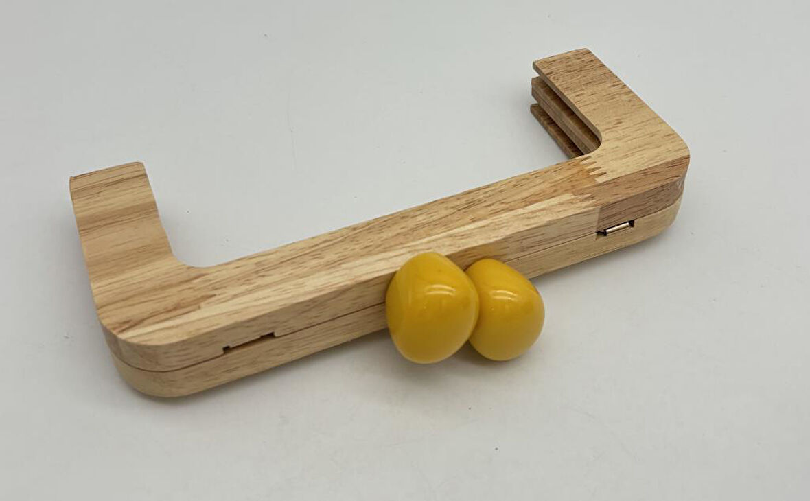 Angel Çanta Aksesuar 20 Cm  Oval Sarı Toplu Ahşap Burs