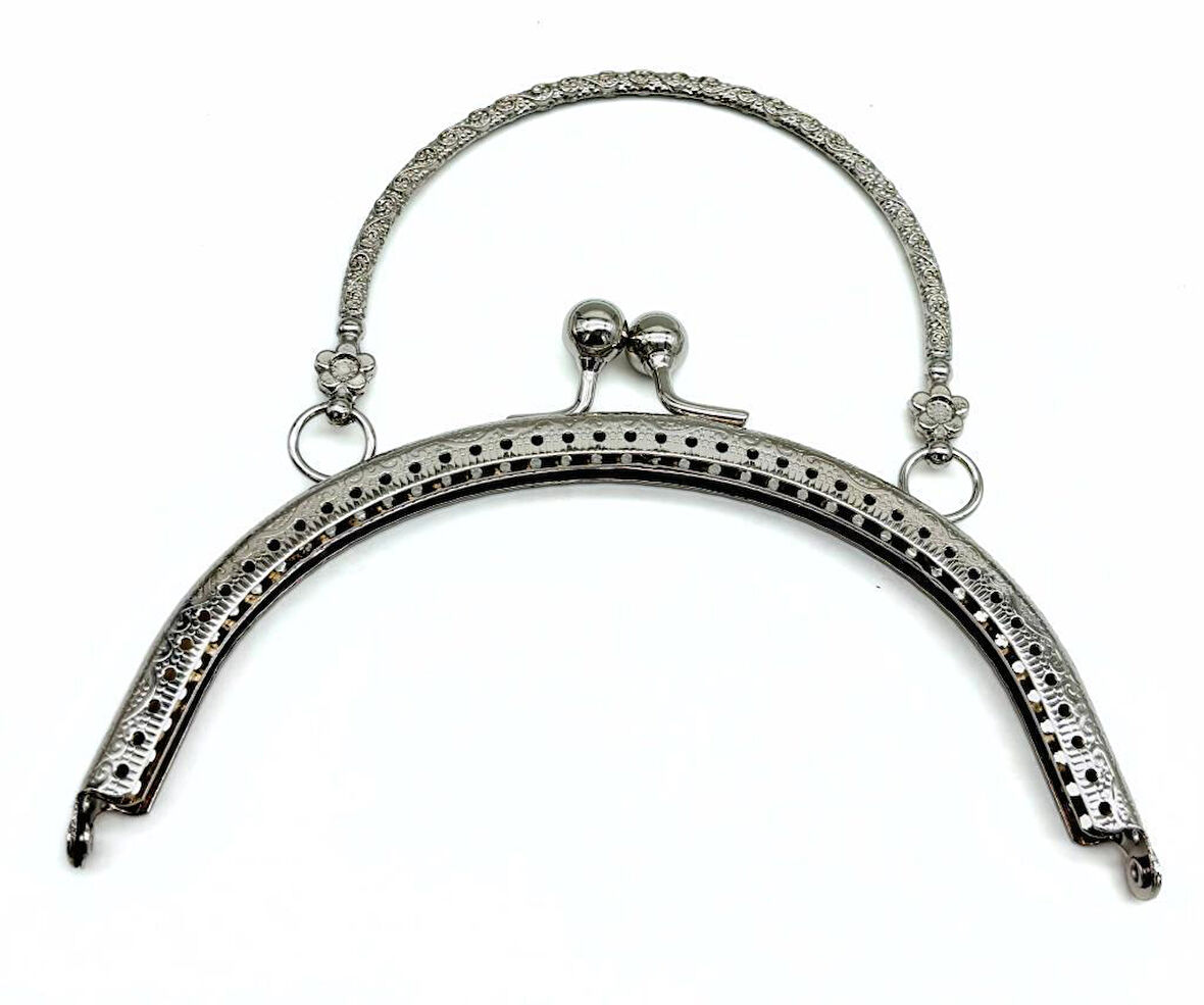 15.5 Cm Gümüş Renk Tutmalı Çanta Klipsi Bursu