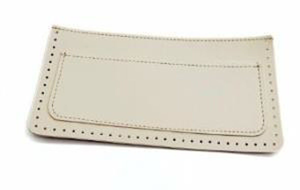 22x11 cm Krem Renk Suni Deri Cep