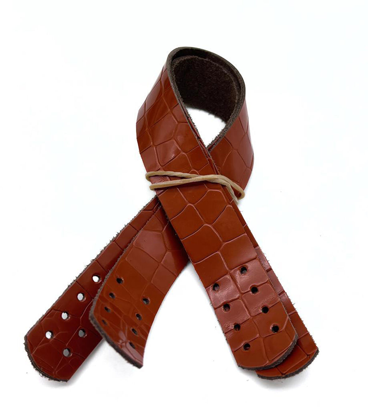 Angel Çanta Aksesuar Taba Renk Croco Desen  30x2  cm Gerçek Deri Çanta Sapı 