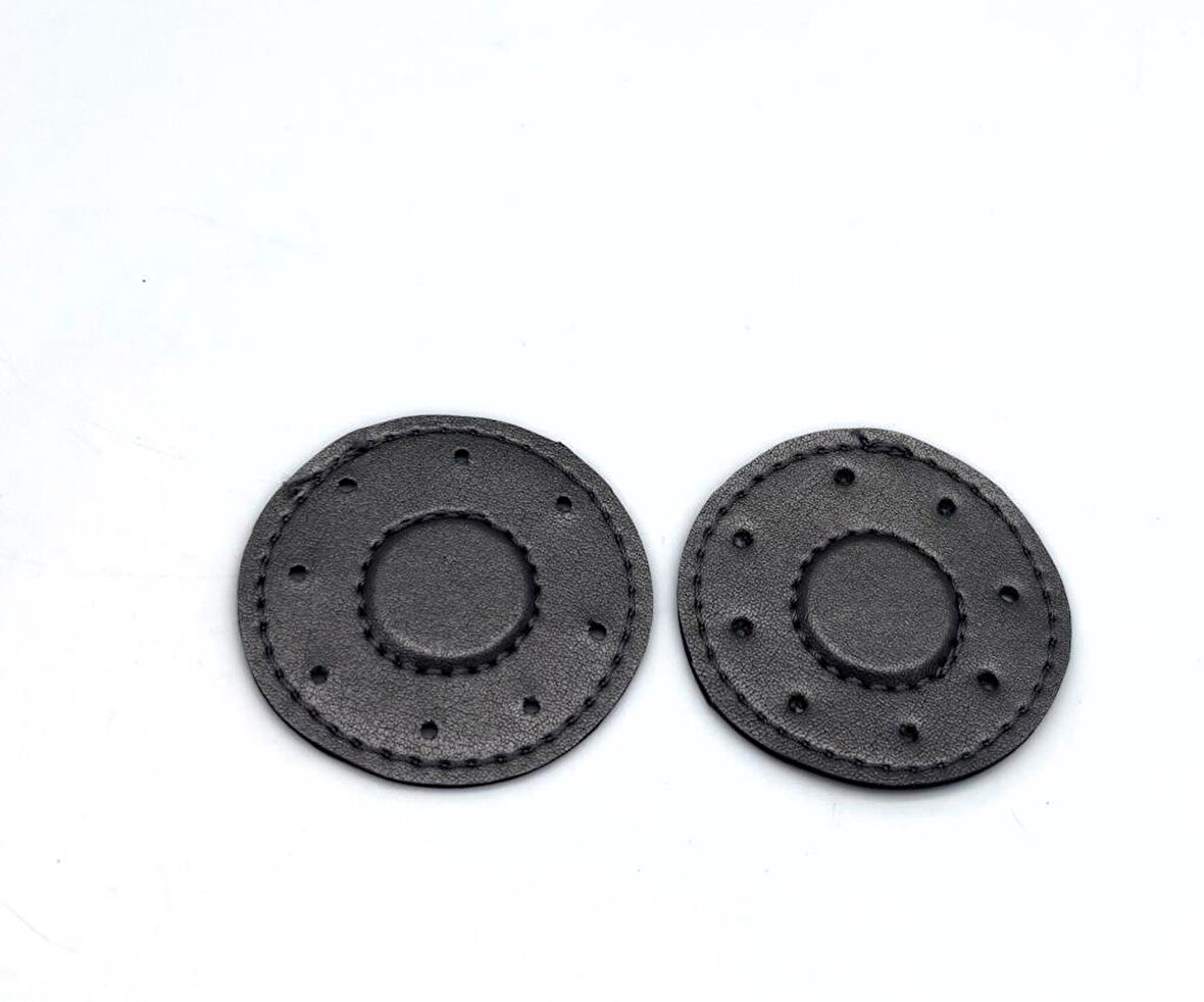 Angel Çanta Aksesuar  Gri Suni Derili Yuvarlak  Gizli  Mıknatıs