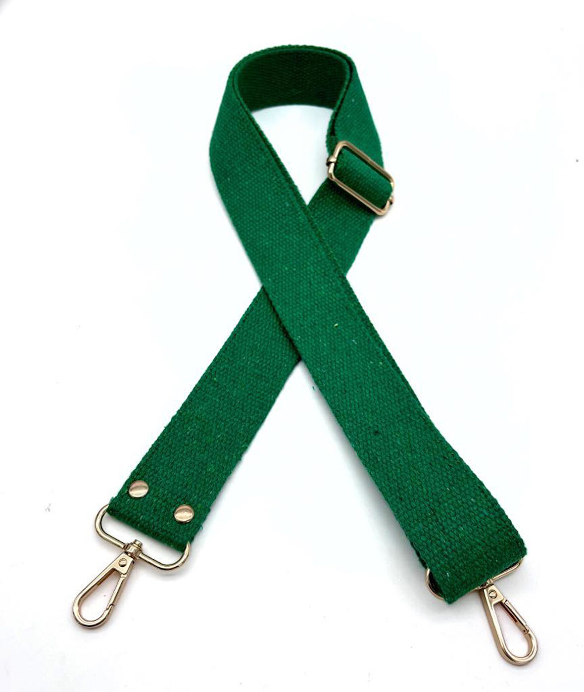 Angel Çanta Aksesuar Çimen Yeşili 120X4 Cm Pamuklu Kolon Light Gold  Metal Çanta Sapı