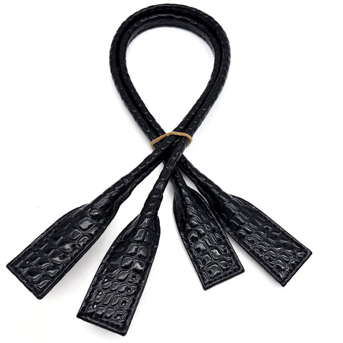 Angel Çanta Aksesuar Suni Deri  Pelikan Model Çanta Sapı Siyah Rugan Croco Desenli