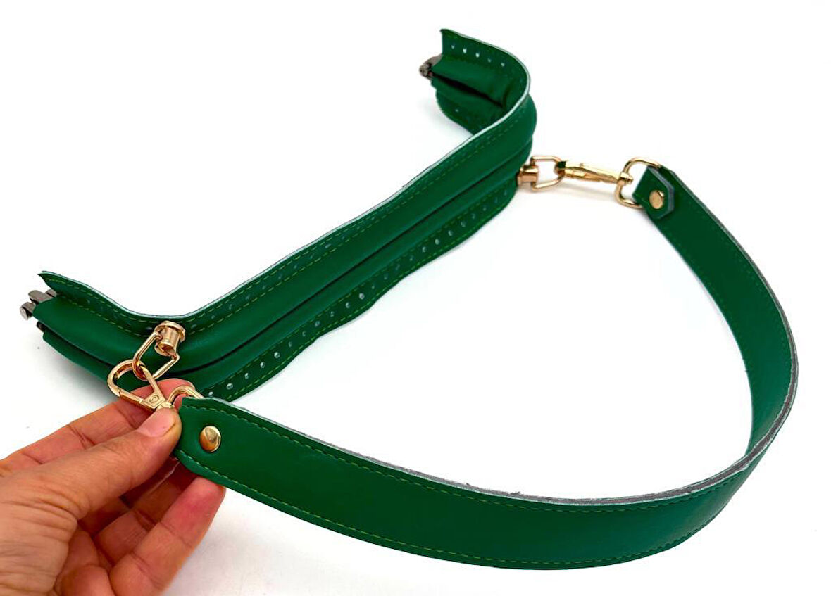 Angel Çanta Aksesuar 25 cm Suni Derili  Yeşil Renk Gizli Çanta Bursu Deri Kulplu 