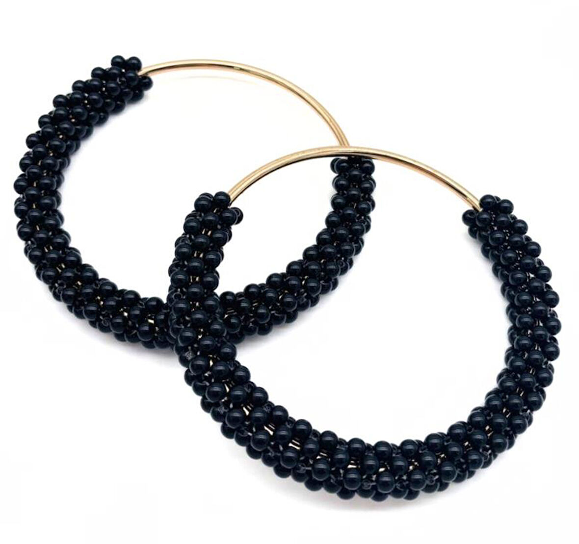 Angel Çanta Aksesuar  Yuvarlak Siyah Boncuklu  Light Gold Renk  Metal Çanta Sapı