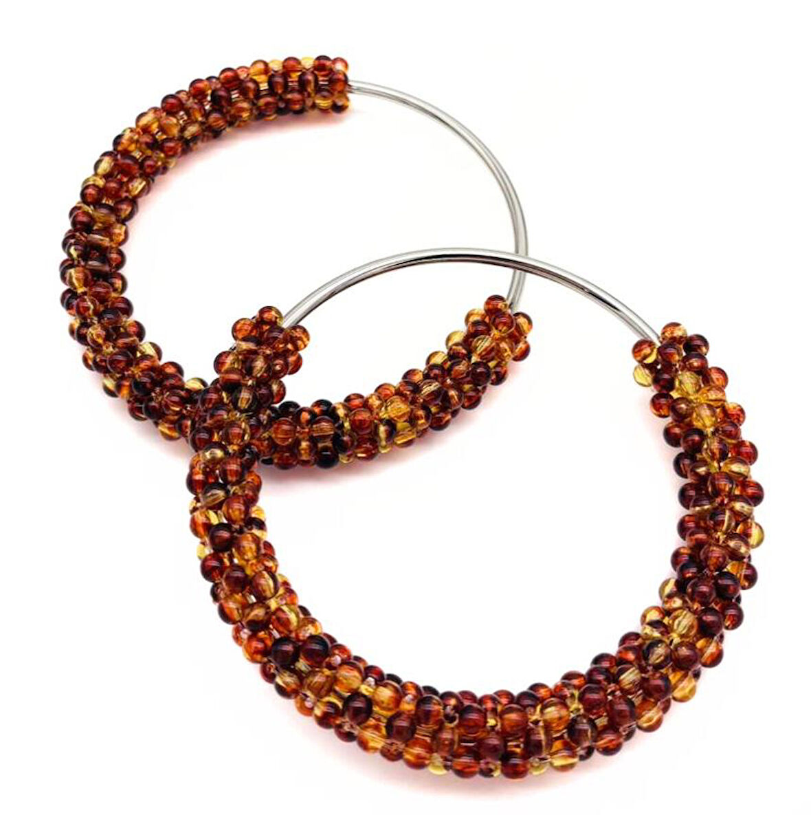 Angel Çanta Aksesuar  Yuvarlak Kehribar  Boncuklu  Gümüş Renk  Metal Çanta Sapı