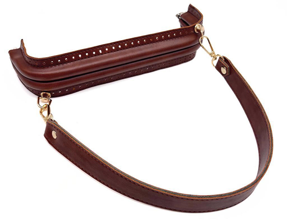 Angel Çanta Aksesuar 25 cm Suni Derili  Taba Renk Gizli Çanta Bursu Deri Kulplu 