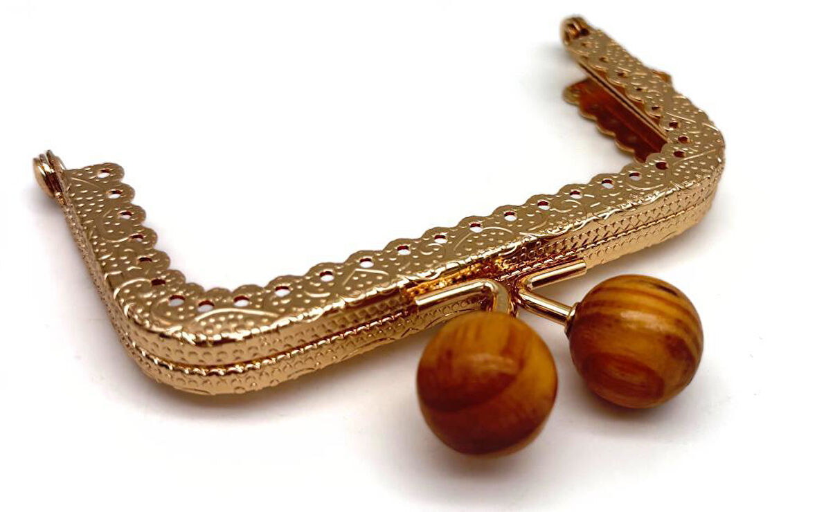 Angel Çanta Aksesuar 8.5  Cm Light Gold Renk Ahşap Toplu Cüzdan Klipsi, Cüzdan Bursu