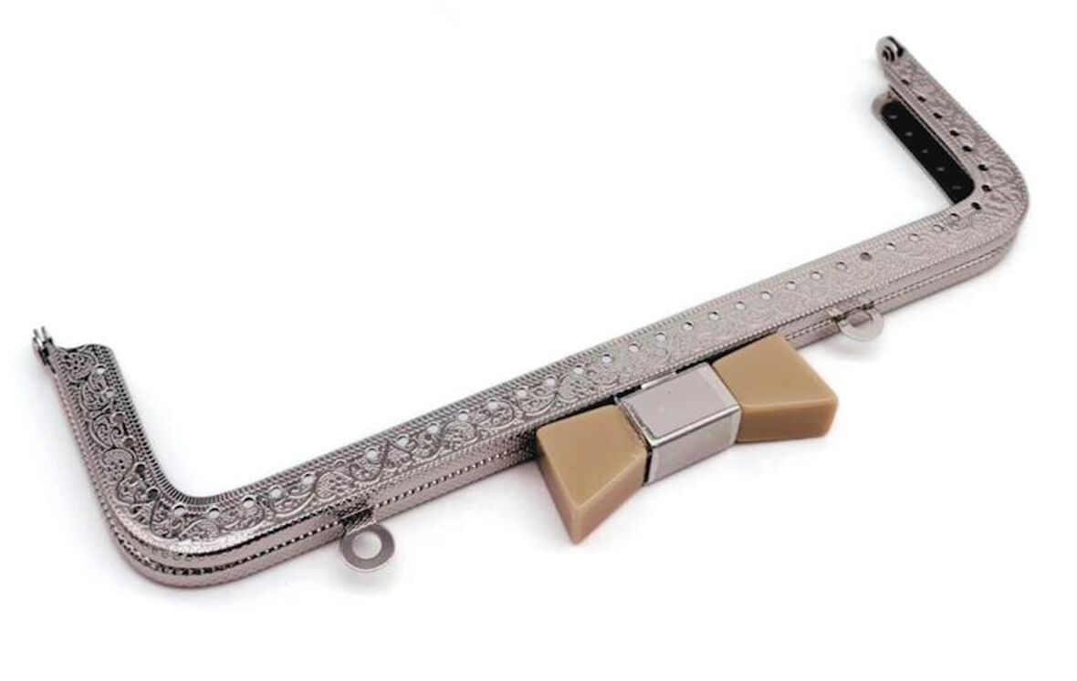 Angel Çanta Aksesuar 20 Cm Gümüş Renk Bej Kurdele Model  Çanta Klipsi, Çanta Bursu