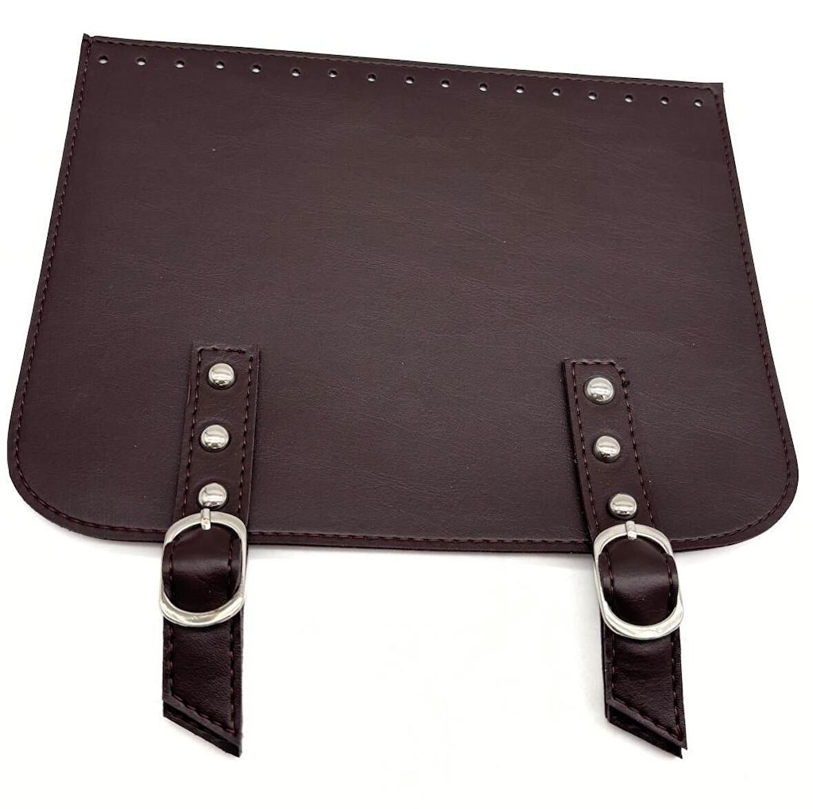 Angel Çanta Aksesuar 24x19 cm Çift Mıknatıslı  Suni Deri Kapak Koyu Kahve  Renk Gümüş Metalli