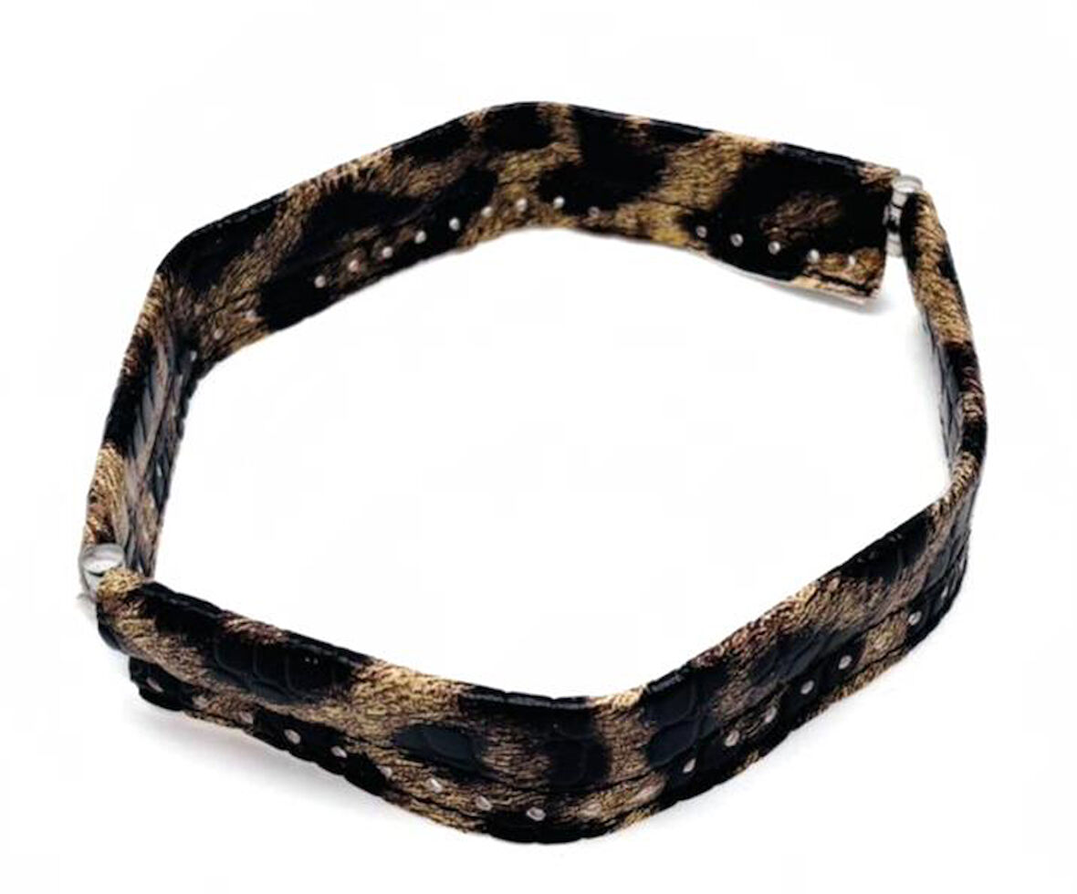 Angel Çanta Aksesuar Leopar Renk Derili Metal Çanta Ağzı 24 Cm