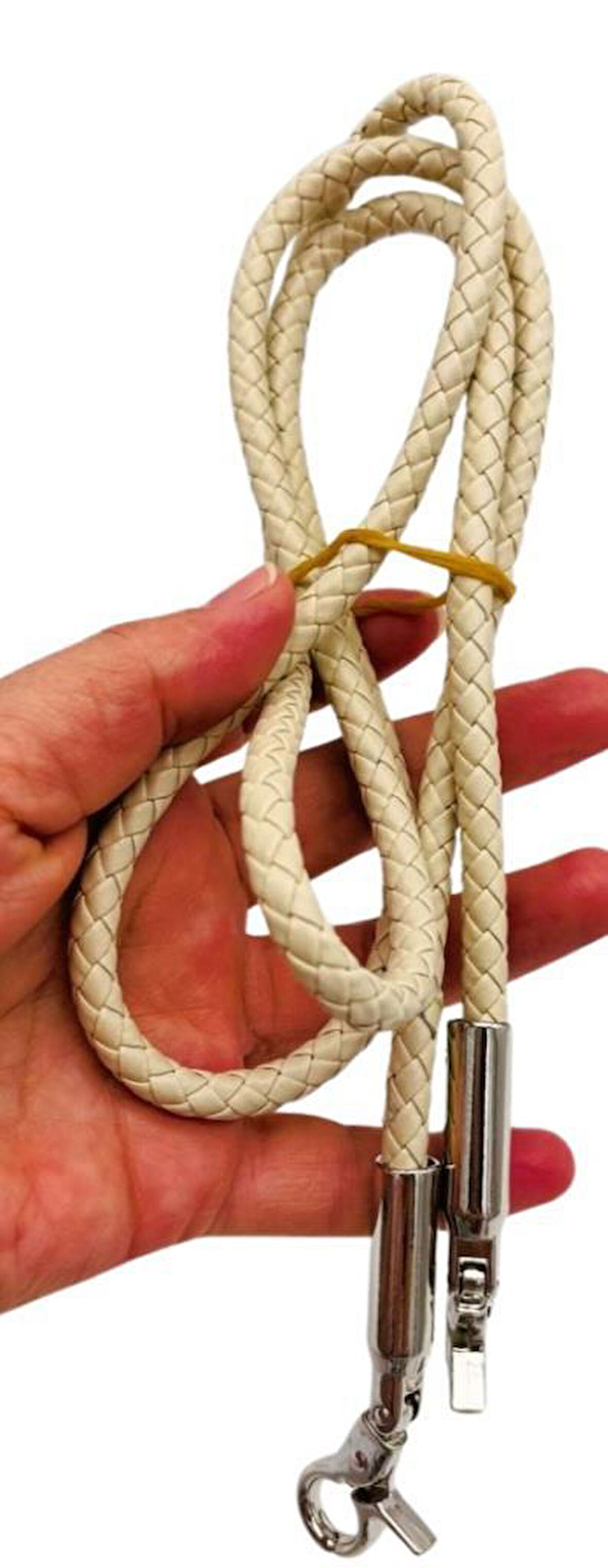 Angel Çanta Aksesuar Bej Renk 120 cm  Tek Örme Çanta Sapı Gümüş Metal