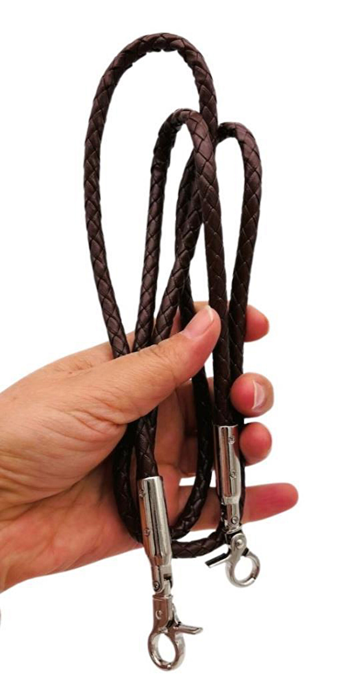 Angel Çanta Aksesuar Koyu Kahve Renk 120 cm  Tek Örme Çanta Sapı Gümüş Metal