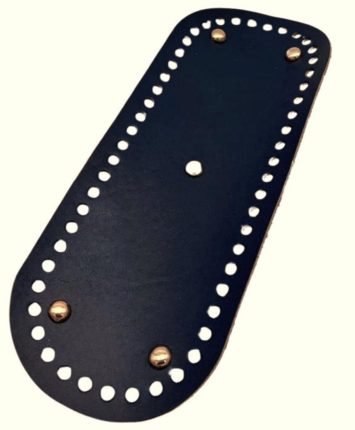 Angel Çanta Aksesuar Gerçek Deri Lacivert 30X12 cm Oval Light Gold Metalli Çanta Tabanı