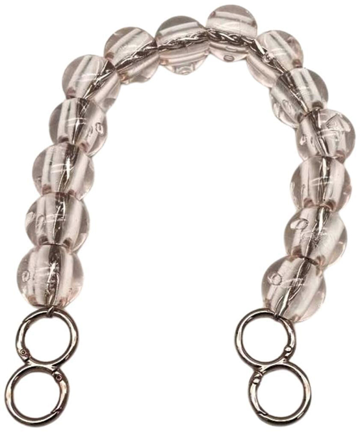 Angel Çanta Aksesuar 40 Cm Şeffaf  Boncuklu Çanta Sapı Gümüş Metalli 8 Model Halkalı