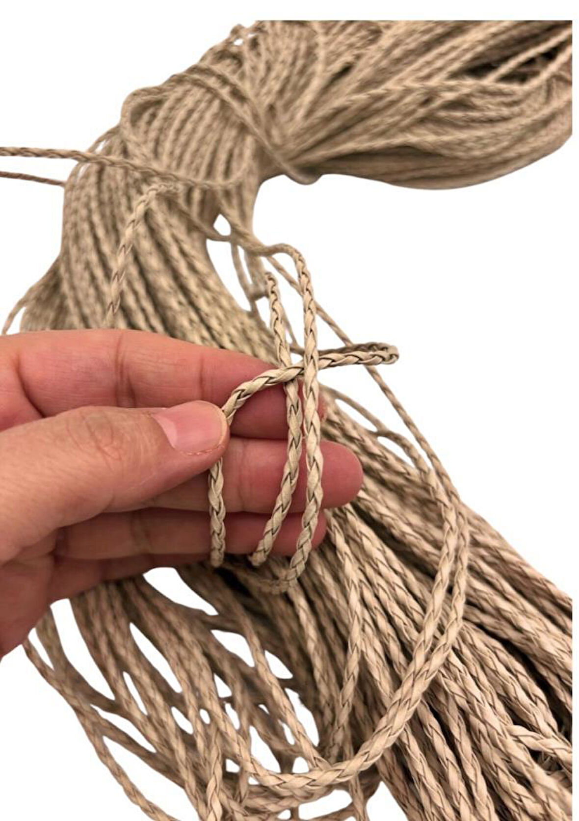 Angel Çanta Aksesuar Deri Tüp Örgü 3 mm 1 Metre Bej  Renk 