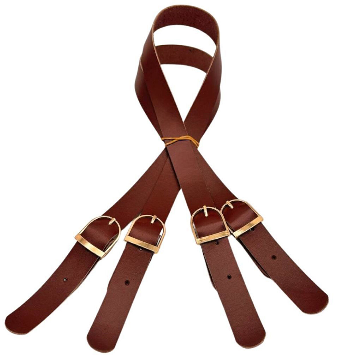 Angel Çanta Aksesuar Gerçek Deri Tokalı Model Çanta Sapı Kızıl Kahve  Renk Light Gold Metalli