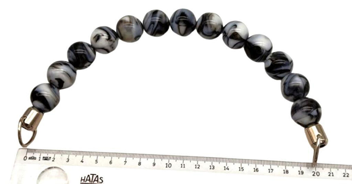 Angel Çanta Aksesuar 20 Cm 22 Mm Boncuklu   Çanta Sapı Gümüş  Metalli Gri Tonlu 