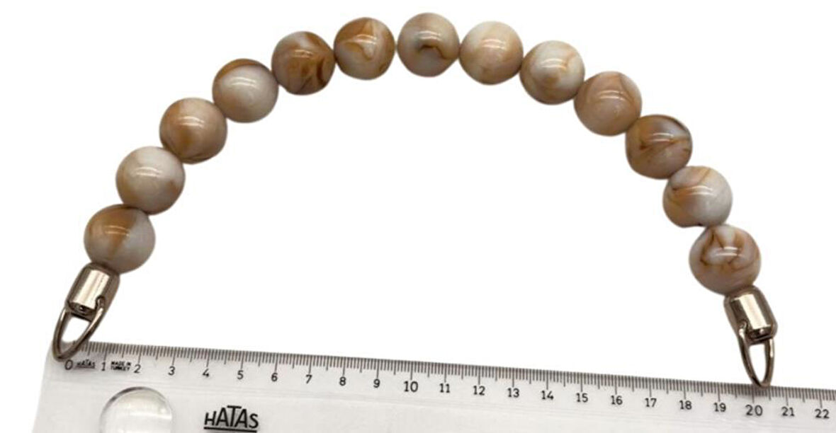 Angel Çanta Aksesuar 20 Cm 22 Mm Boncuklu   Çanta Sapı Gümüş  Metalli Krem Tonlu 