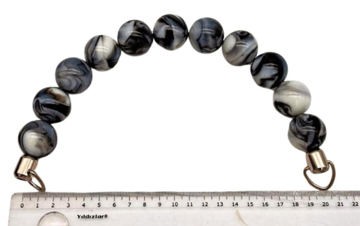 Angel Çanta Aksesuar 20 Cm 24 Mm Boncuklu Çanta Sapı Gümüş  Metalli Gri Tonlu 