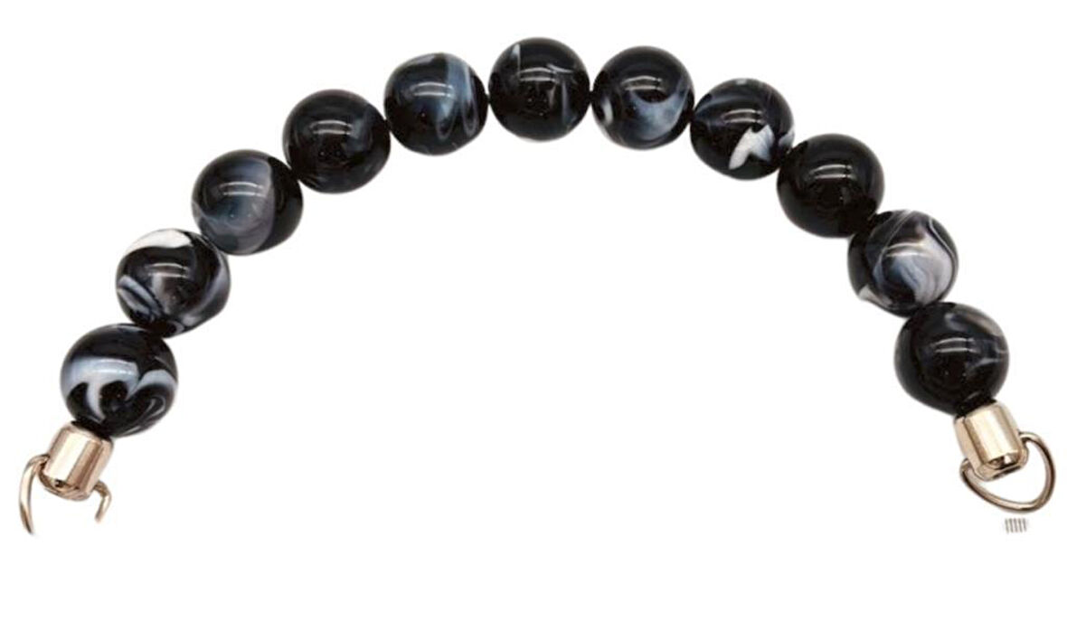 Angel Çanta Aksesuar 20 Cm 24 Mm Boncuklu Çanta Sapı Gümüş  Metalli Siyah Tonlu 