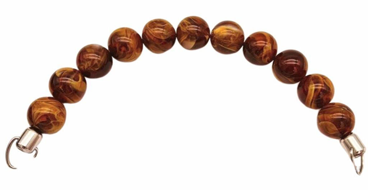 Angel Çanta Aksesuar 20 Cm 24 Mm Boncuklu Çanta Sapı Gümüş  Metalli Sütlü Kahve Tonlu 