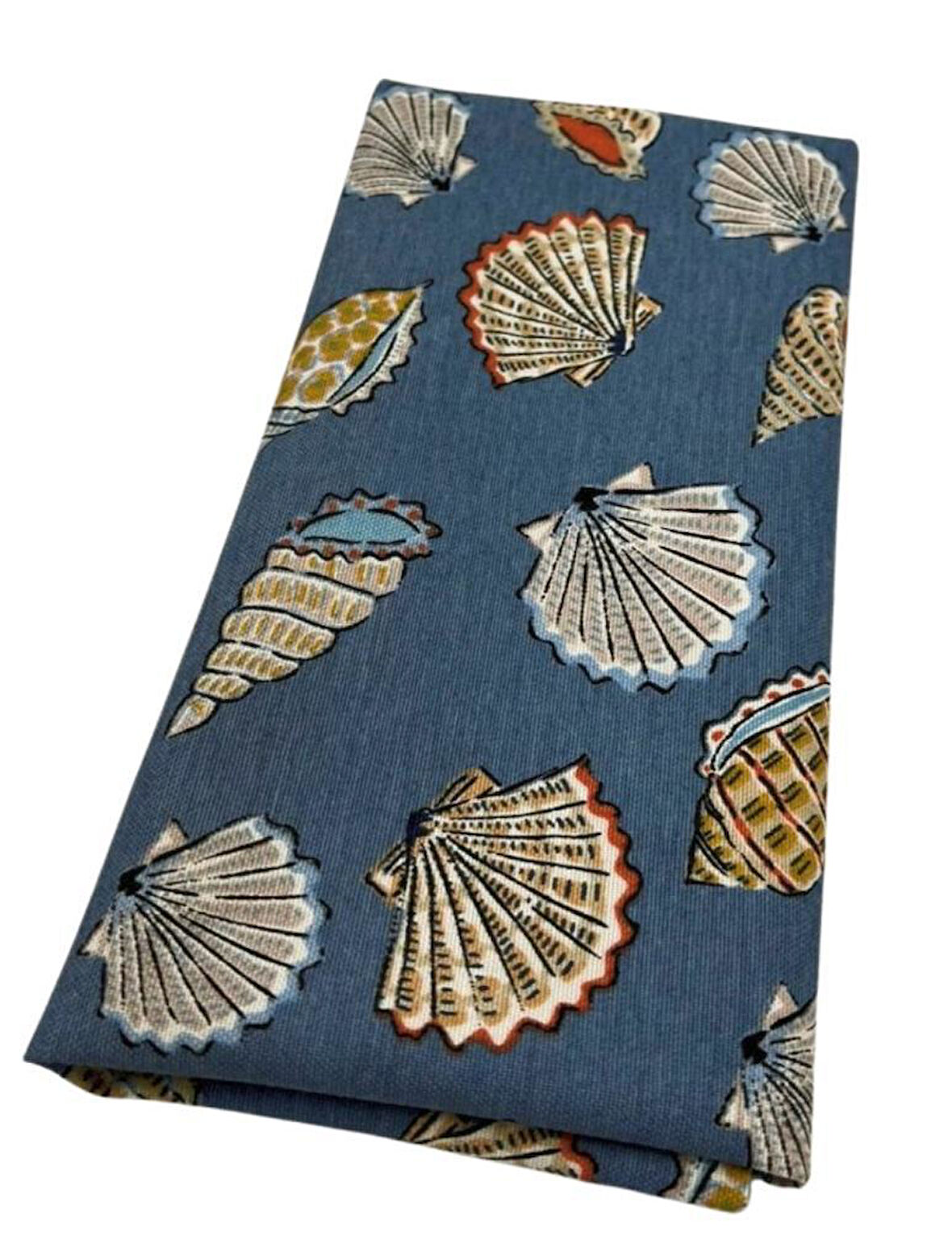 Angel Çanta Aksesuar 90x50 cm Duck Astarlık Kumaş Kot Mavi Deniz Kabuğu Desen