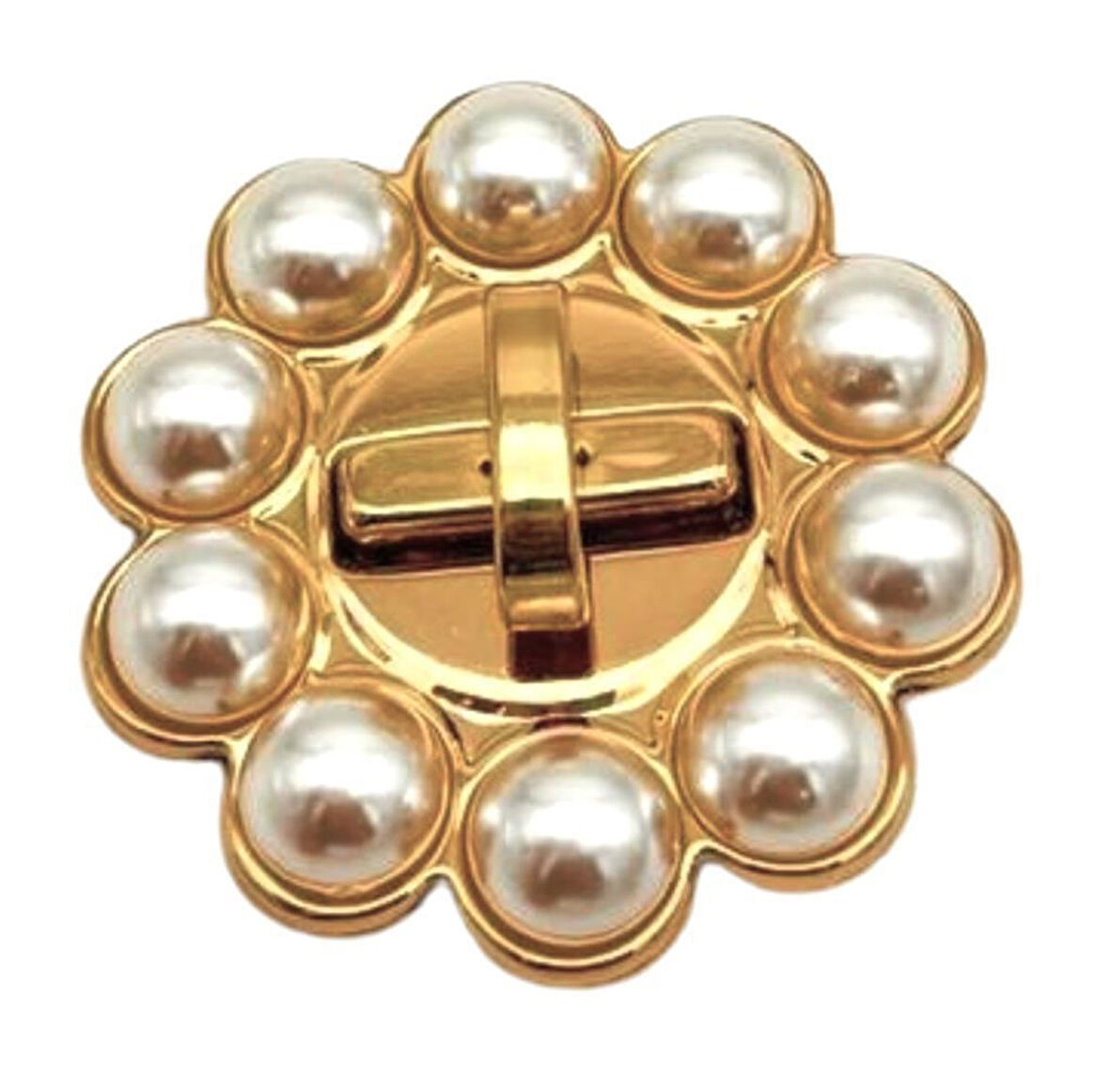 Angel Çanta Aksesuar 6 cm İncili Yuvarlak  Light Gold  Kilit