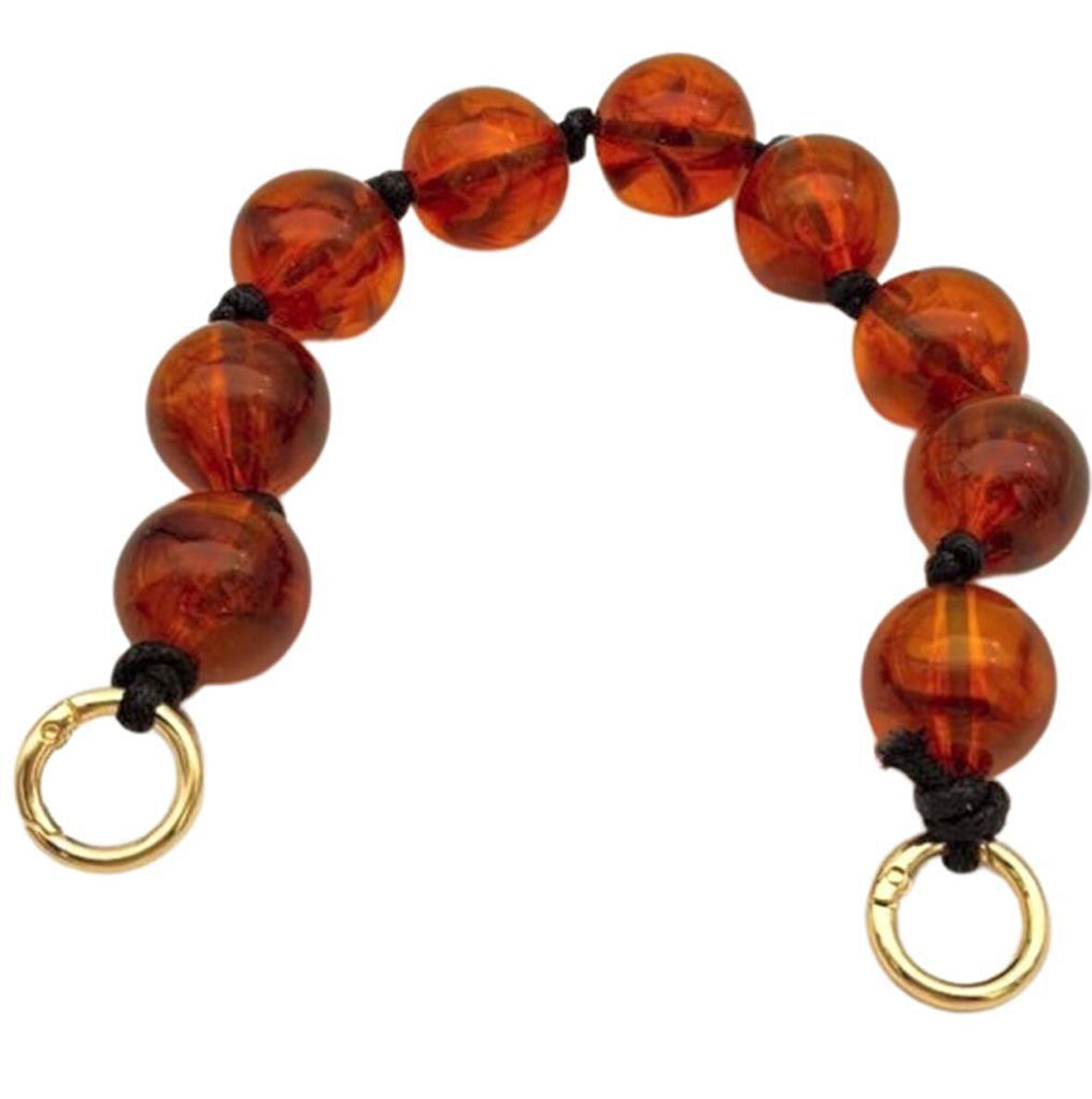 Angel Çanta Aksesuar 32 cm Kehribar Boncuklu Çanta Sapı Yaylı Halkalı