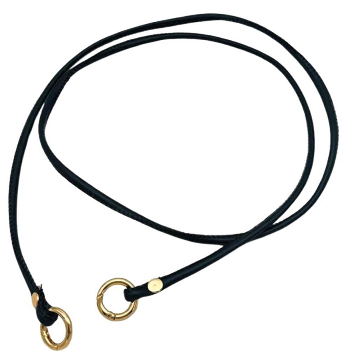 Angel Çanta Aksesuar Siyah  Renk 5 mm Halkalı Suni Deri Spagetti Model Çanta Sapı Light Gold Metal