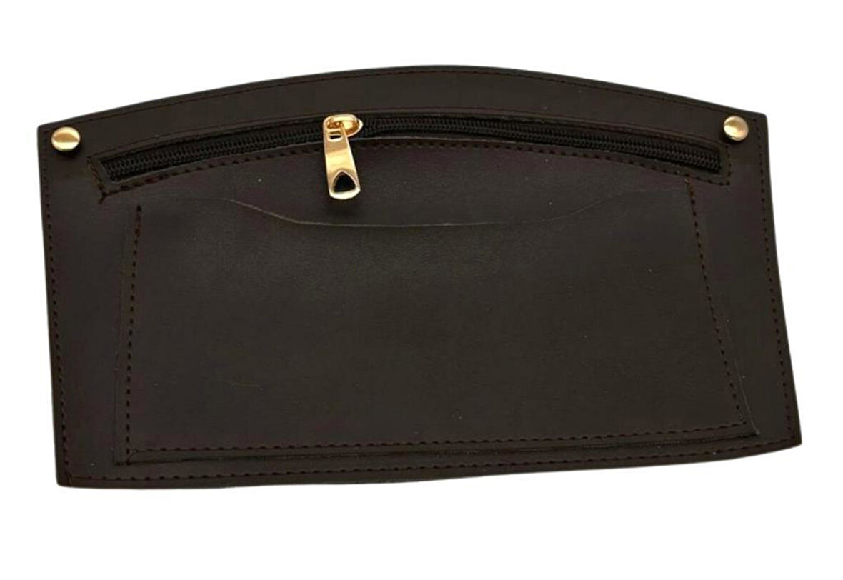 Angel Çanta Aksesuar 24x15 cm Koyu Kahve  Renk Troklu Suni Deri Cep Light Gold Metalli