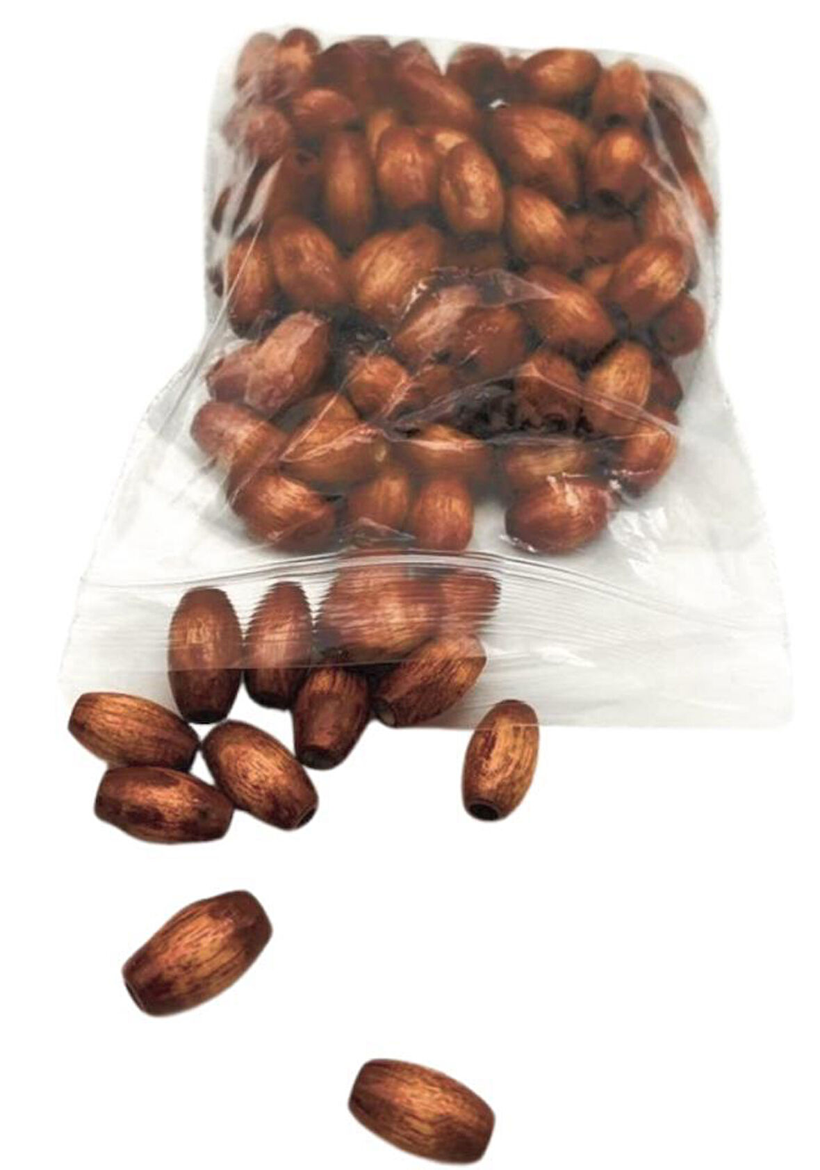 Angel Çanta Aksesuar 8 Mm Ahşap Oval Boncuk Taba Renk 50 Gr