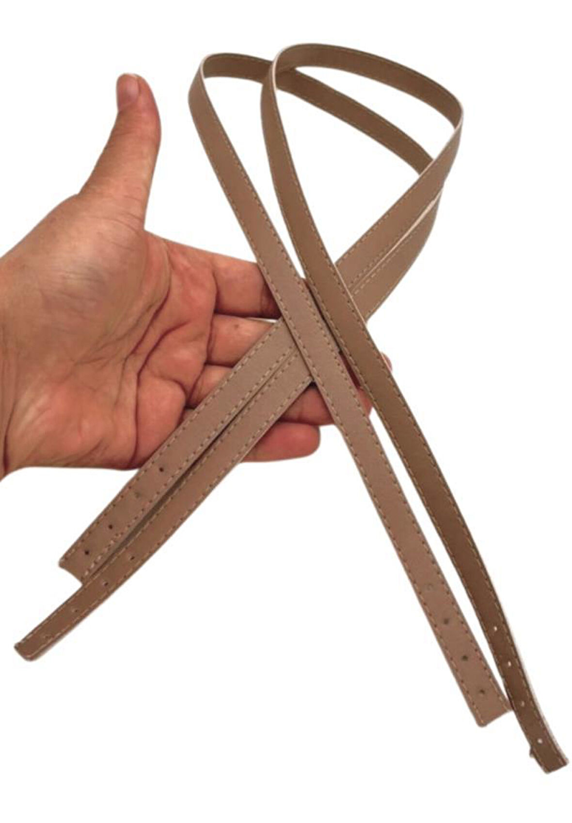 Angel Çanta Aksesuar Slim Model 70x1.2 cm Suni Deri Vizon Renk Çift Çanta Sapı