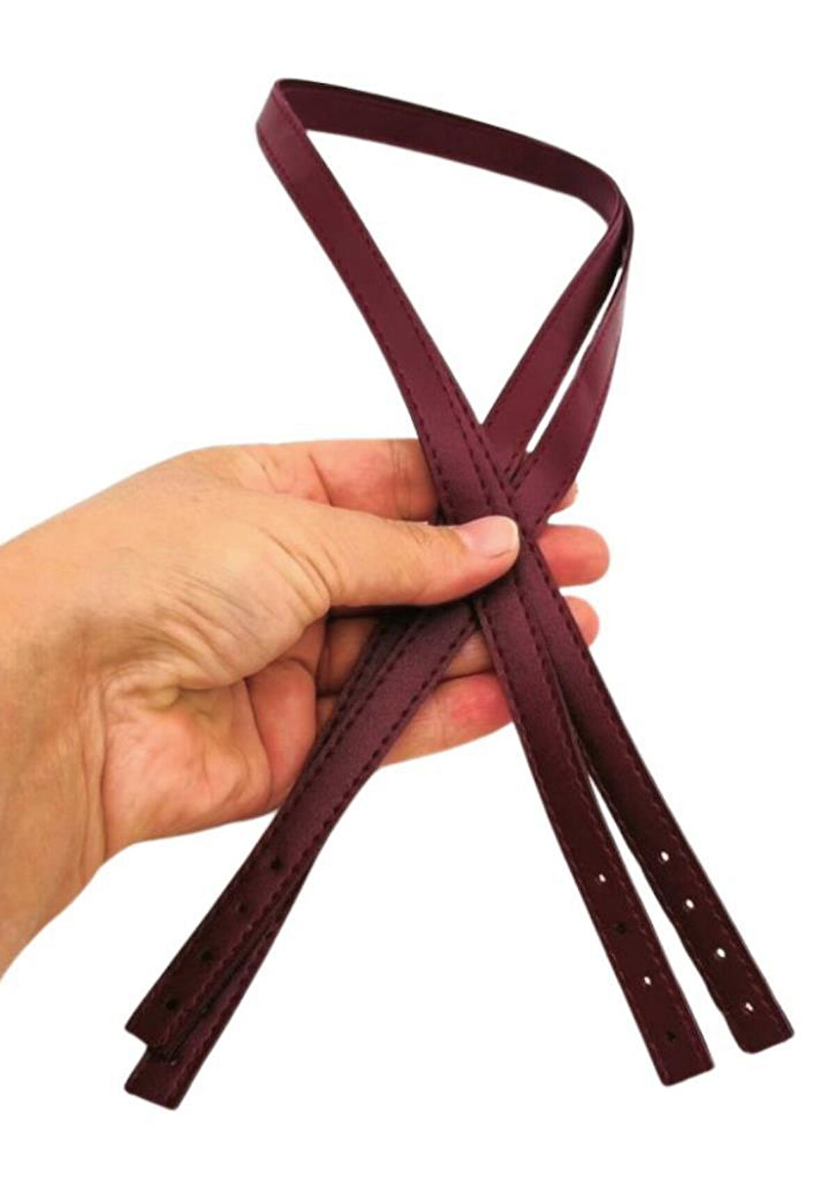 Angel Çanta Aksesuar Slim Model 70x1.2 cm Suni Deri Bordo Renk Çift Çanta Sapı