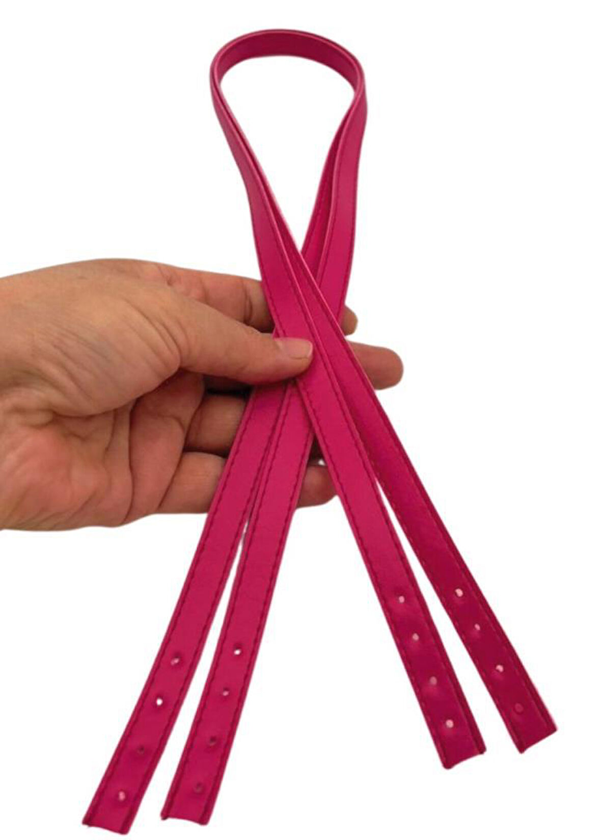 Angel Çanta Aksesuar Slim Model 70x1.2 cm Suni Deri Fuşya Renk Çift Çanta Sapı