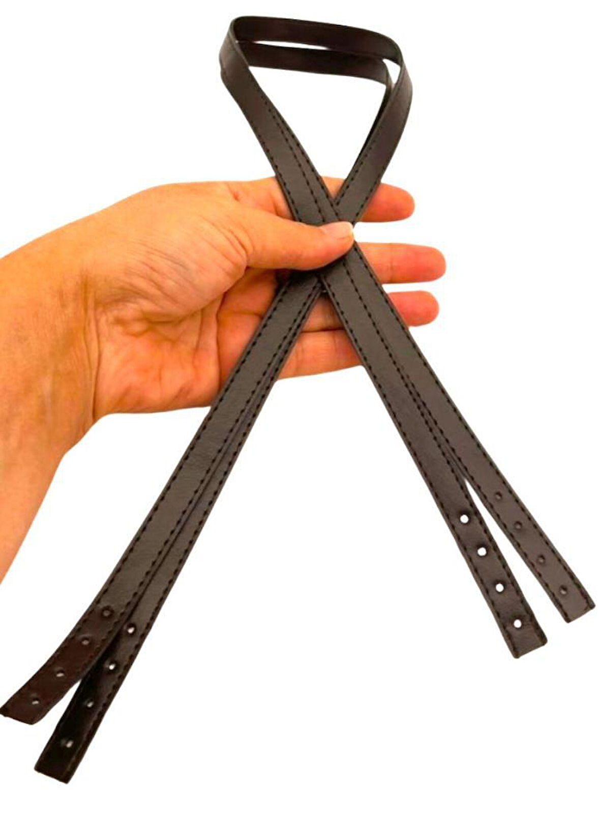 Angel Çanta Aksesuar Slim Model 70x1.2 cm Suni Deri Koyu Kahve Renk Çift Çanta Sapı