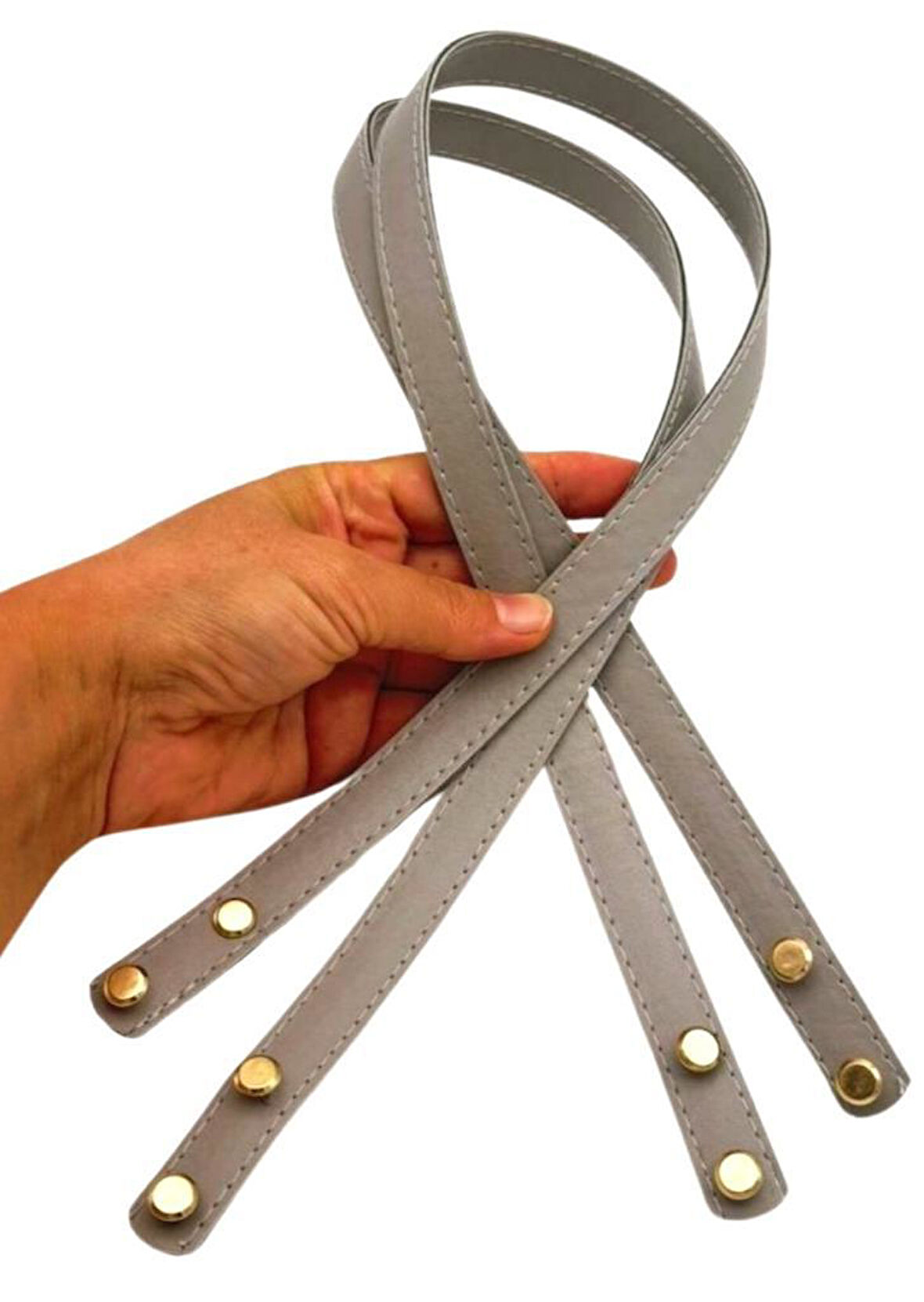 Angel Çanta Aksesuar 70x1.8 cm Suni Deri Açık Gri Renk Vidalı Çanta Sapı