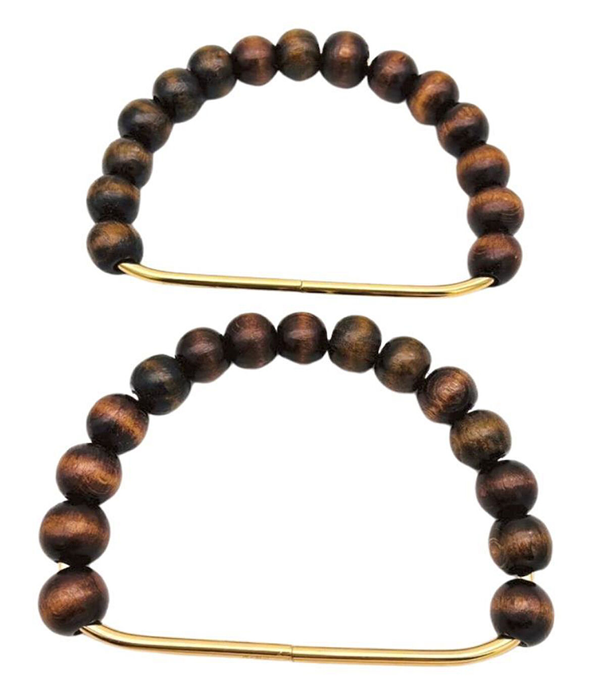 Angel Çanta Aksesuar 12x10 cm D Model Ahşap Boncuklu Koyu Renk Çift Çanta Sapı