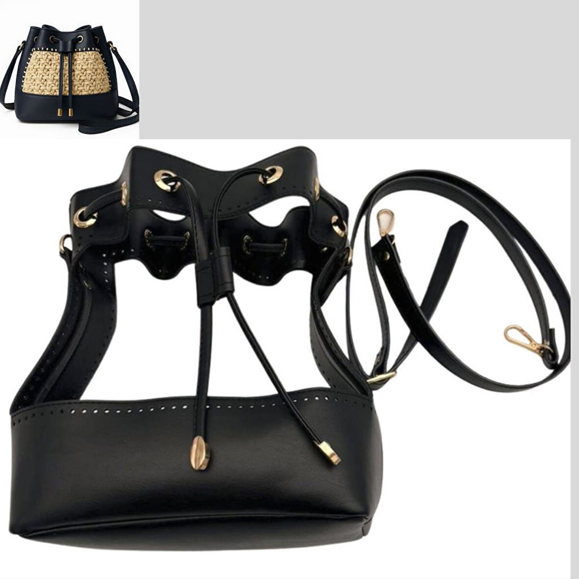 Angel Çanta Aksesuar Torba Model Çanta Yapım Aparatı Siyah Renk Light Gold Metalli