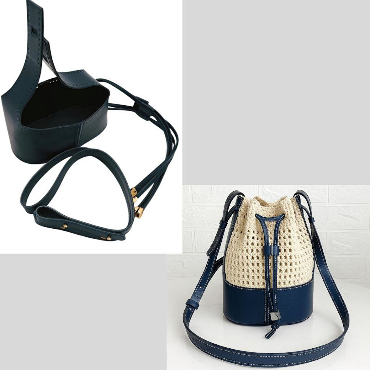 Angel Çanta Aksesuar Torba2 Model Çanta Yapım Aparatı Lacivert Renk Light Gold Metalli