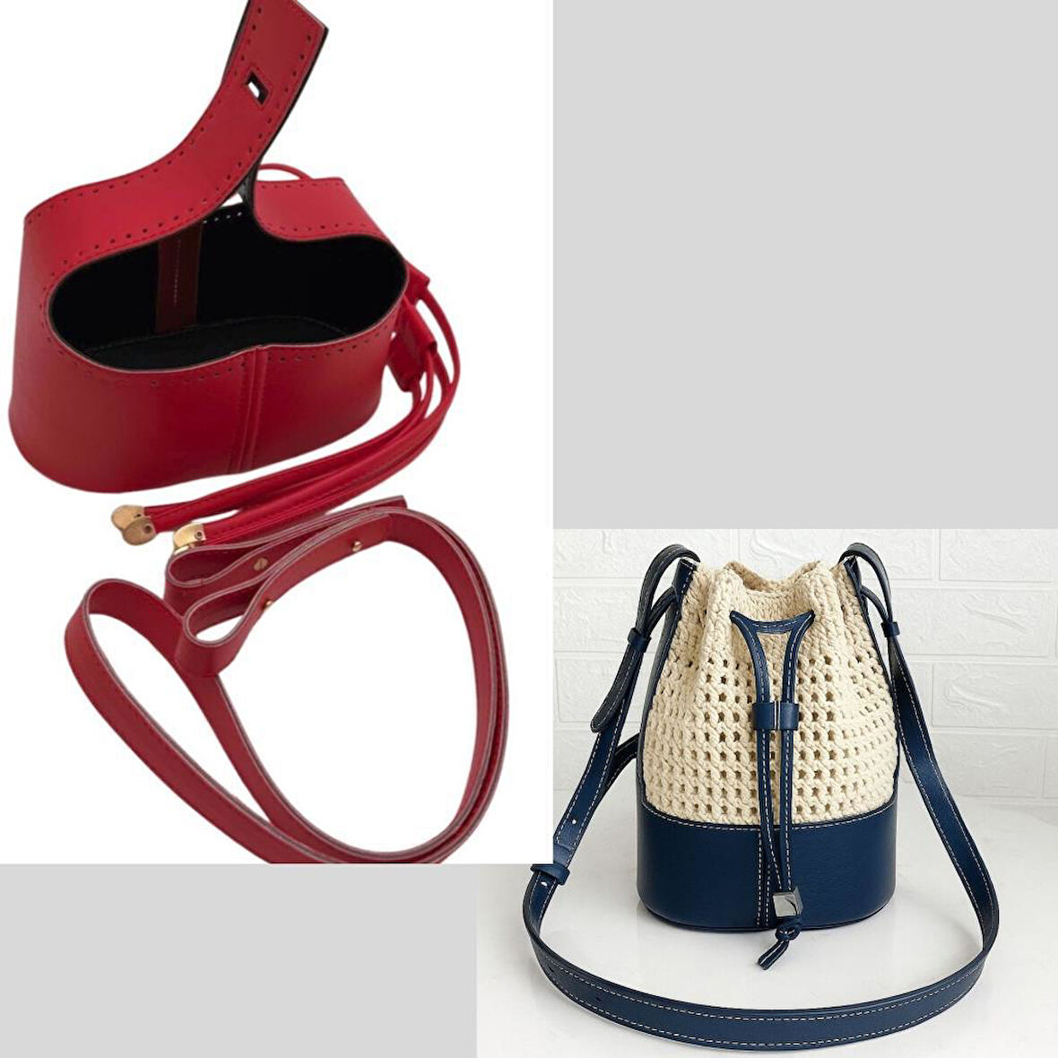 Angel Çanta Aksesuar Torba2 Model Çanta Yapım Aparatı Kırmızı Renk Light Gold Metalli