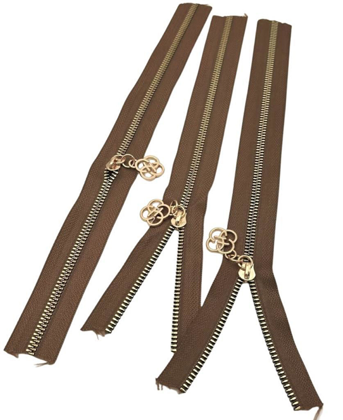 Angel Çanta Aksesuar Başlıklı Fermuar Set 30 Cm Light Gold Metal Vizon 3 Adet